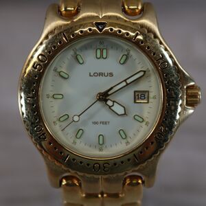 Lorus Diver-Style Quartz Watch – Pre-Owned, New Battery, Round, Gold